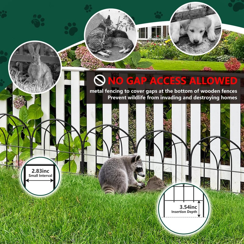 promitop Small Garden Fence Animal Barrier, W12.55*H16.53 Decorative Fence Panel, No Dig Fences Barrier, Arch 6 Pcs Black Metal Fencing, Garden Border Edging Fences, Dog Fencing Blocker for Yard, Flower Bed - Image 4