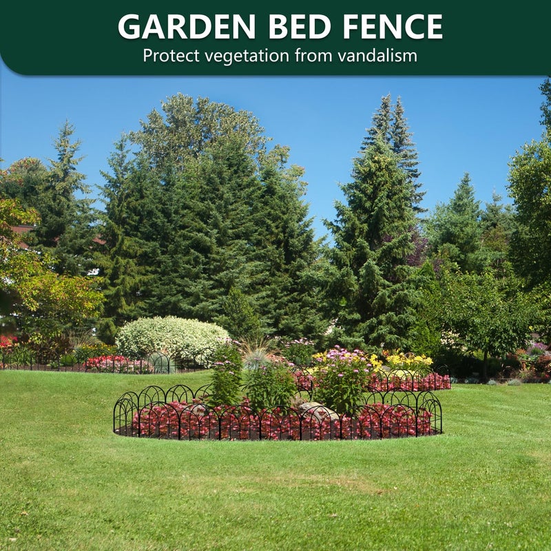 promitop Small Garden Fence Animal Barrier, W12.55*H16.53 Decorative Fence Panel, No Dig Fences Barrier, Arch 6 Pcs Black Metal Fencing, Garden Border Edging Fences, Dog Fencing Blocker for Yard, Flower Bed - Image 5
