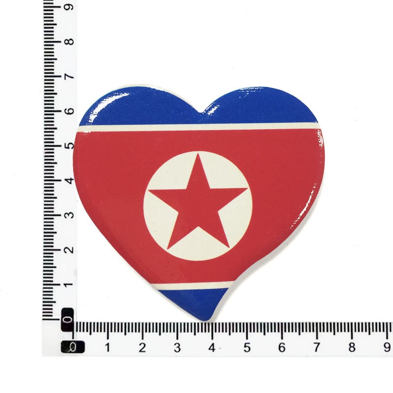 Ceramic Heart Flag Magnet - Retro Style Country Flag Fridge Magnet for Home Decor and Souvenir Gift - Image 1