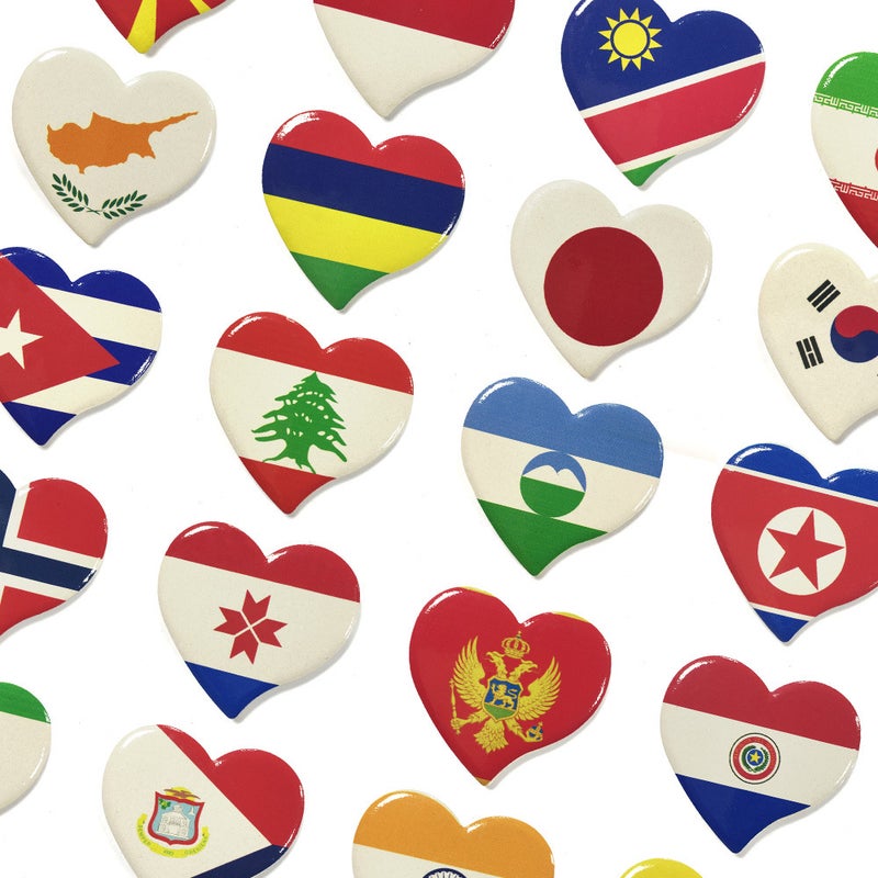 Ceramic Heart Flag Magnet - Retro Style Country Flag Fridge Magnet for Home Decor and Souvenir Gift - Image 4