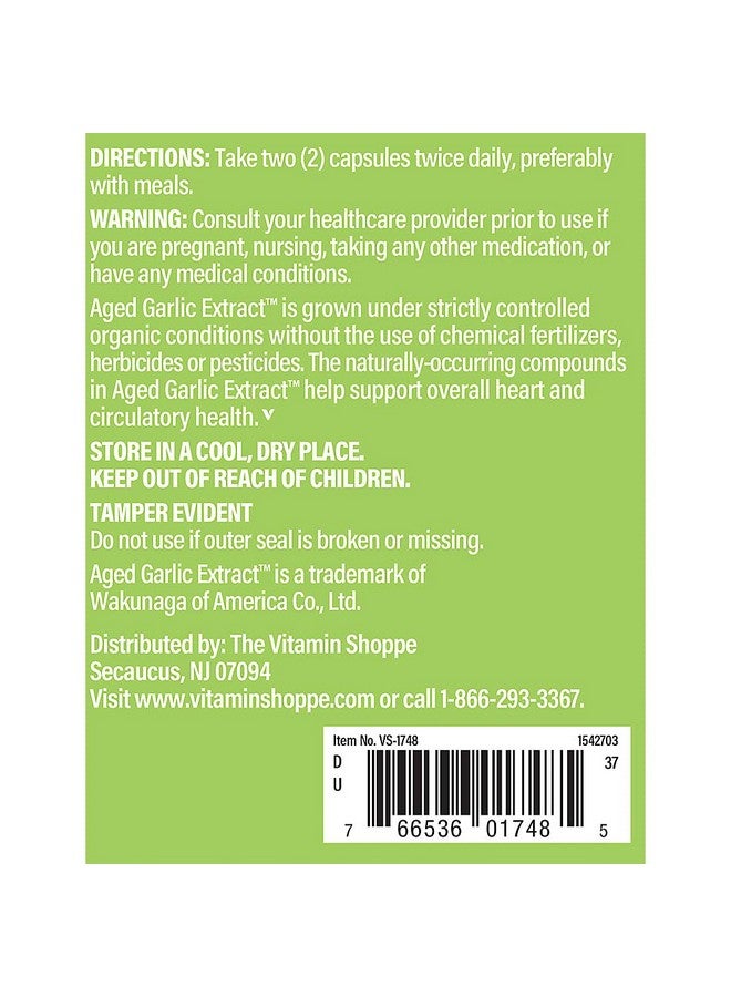 The Vitamin Shoppe Odorless Aged Garlic Extract - Supports Cardiovascular Health - 600 MG (300 Capsules) - Image 4