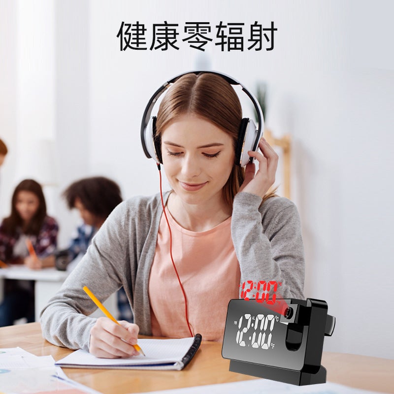 New Temperature And Humidity Multi-Function Projection Alarm Clock Creative Led Mirror Clock Electronic Digital Clock Large Screen - Image 4