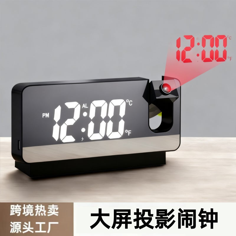 New Temperature And Humidity Multi-Function Projection Alarm Clock Creative Led Mirror Clock Electronic Digital Clock Large Screen - Image 2