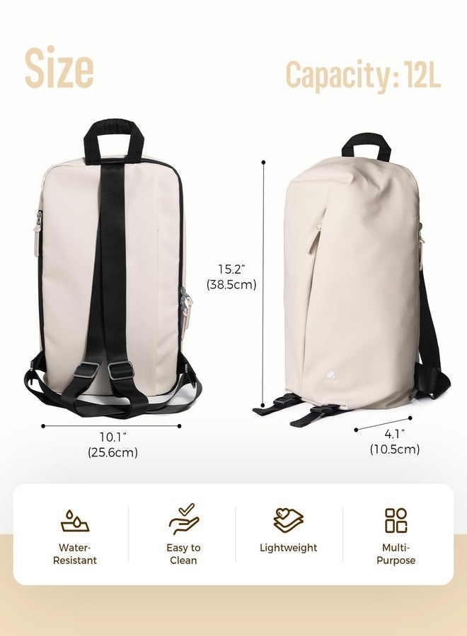 pack all 12L Water-Resistant Backpack, Lightweight Daypack for Men & Women, Hiking & Travel Backpack with Multiple Pockets, Compact for College, Sports, Cycling (Light Beige) - Image 5
