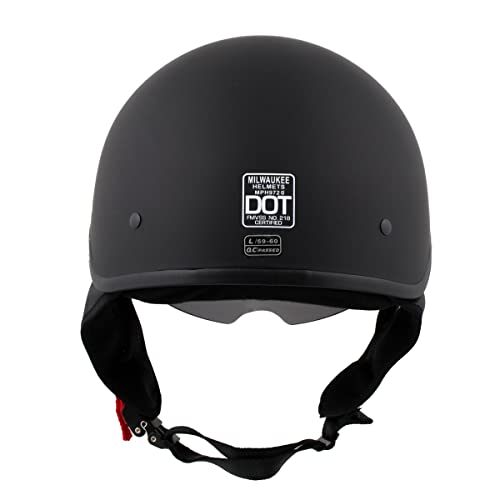 Milwaukee Helmets MPH9718DOT Dot Approved Matte Black 'Momentum' Half Face Motorcycle Helmet for Men and Women Biker w/Drop Down Tinted Visor - Small - Image 2