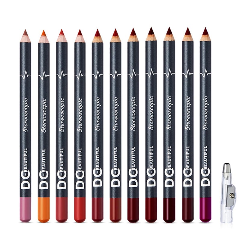 DC-BEAUTIFUL 12Pcs Lot Set 12 Colors Lip Liner Pencil Waterproof Non-marking Matt Velvet Lipstick Pen, Professional Long Lasting Lipliner Set with Sharpener - Image 1