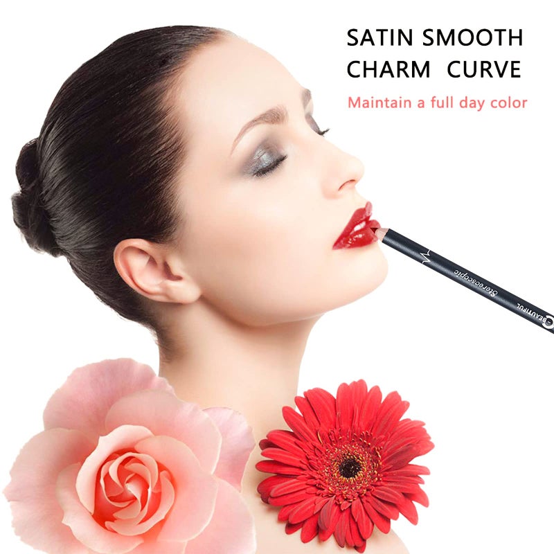 DC-BEAUTIFUL 12Pcs Lot Set 12 Colors Lip Liner Pencil Waterproof Non-marking Matt Velvet Lipstick Pen, Professional Long Lasting Lipliner Set with Sharpener - Image 2