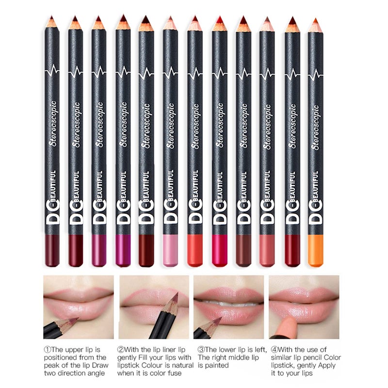 DC-BEAUTIFUL 12Pcs Lot Set 12 Colors Lip Liner Pencil Waterproof Non-marking Matt Velvet Lipstick Pen, Professional Long Lasting Lipliner Set with Sharpener - Image 5