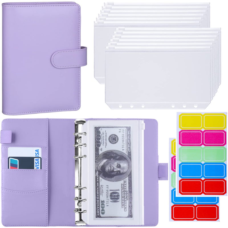 Antner Budget Binder with Zipper Envelopes for Budgeting, Money Saving Binder, Budget Planner Book with Cash Envelopes, Money Organizer Envelopes for Cash, Savings Binder with Binder Pockets, Purple - Image 1
