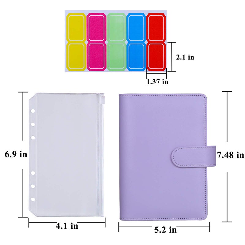 Antner Budget Binder with Zipper Envelopes for Budgeting, Money Saving Binder, Budget Planner Book with Cash Envelopes, Money Organizer Envelopes for Cash, Savings Binder with Binder Pockets, Purple - Image 5