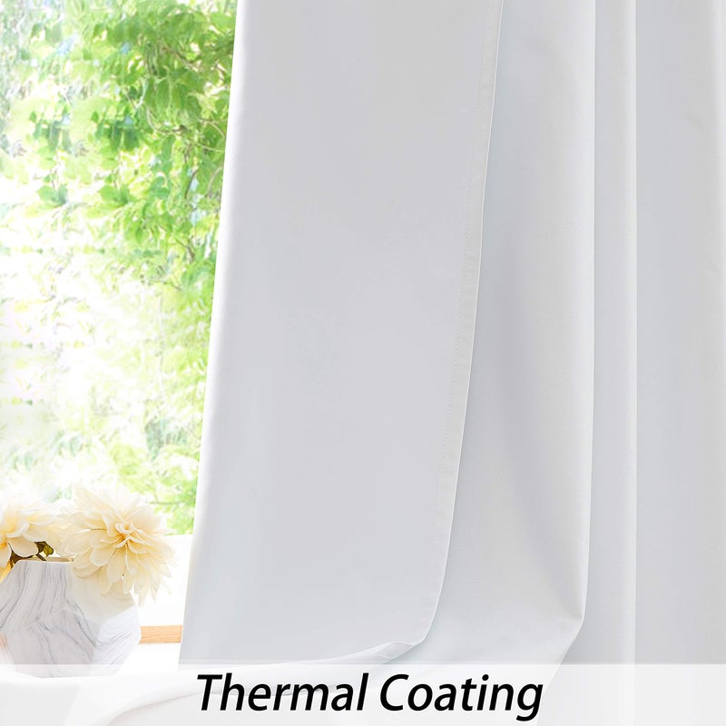 Central Park White Full Blackout Window Curtain Liner Rod Pocket Bedroom Drape with 10 Hooks Microfiber Thermal Coating Noise Reducing Room Winter Cold Liner Window Treatment Sets 2 Panels (48""x86""x2  White) - Image 4