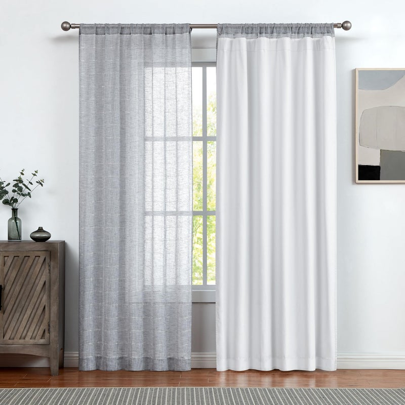 Central Park White Full Blackout Window Curtain Liner Rod Pocket Bedroom Drape with 10 Hooks Microfiber Thermal Coating Noise Reducing Room Winter Cold Liner Window Treatment Sets 2 Panels (48""x86""x2  White) - Image 2