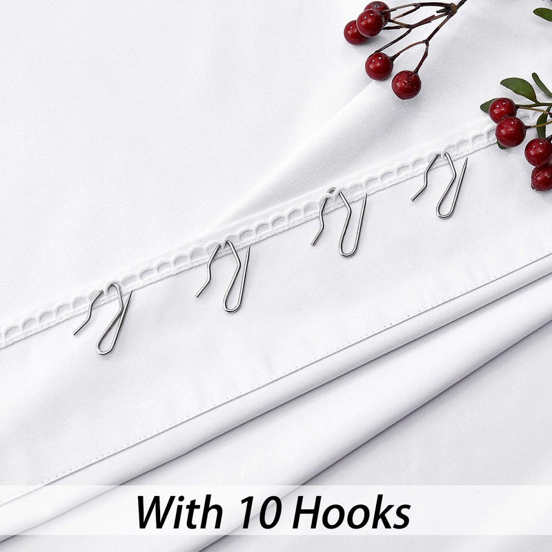 Central Park White Full Blackout Window Curtain Liner Rod Pocket Bedroom Drape with 10 Hooks Microfiber Thermal Coating Noise Reducing Room Winter Cold Liner Window Treatment Sets 2 Panels (48""x86""x2  White) - Image 3