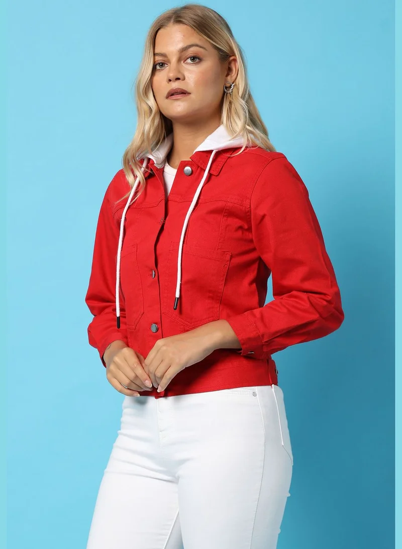 Campus Sutra Women’s Denim Cotton Jacket Regular Fit For Casual Wear