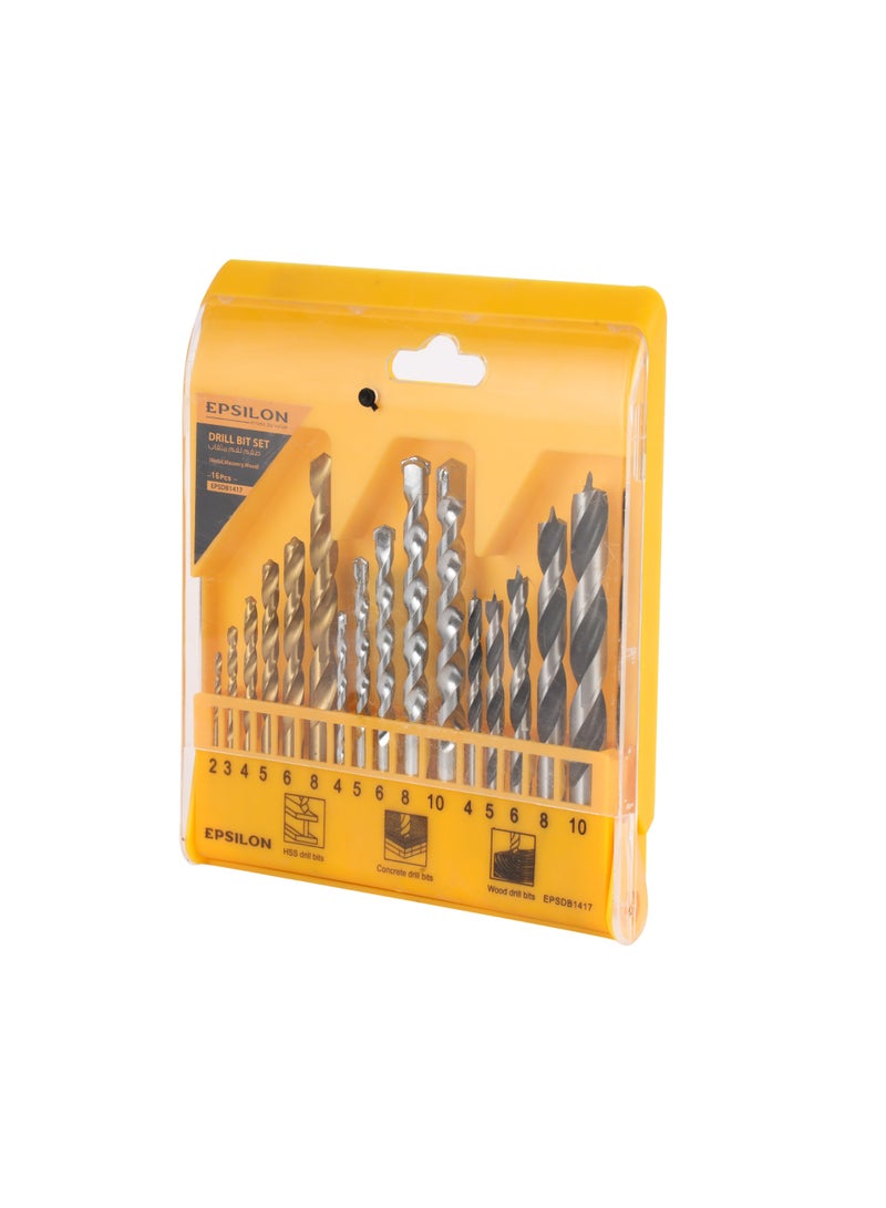 Epsilon 16-Piece Drill Bit Set – HSS, Concrete & Wood Bits | Versatile, Durable & Compact | Ideal for Metal, Masonry, Wood & Concrete Drilling - Image 3