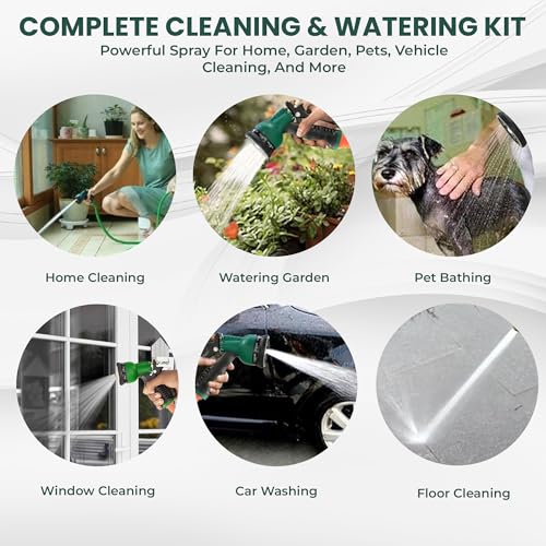 ROOTS & LEAF Roots and Leaf 30M 0.5 Inch Braided PVC Garden Hose Pipe with 8 Pattern Spray Gun with 4 Clamps and tap Adaptor - Green | Heavy Duty Water Pipe for Garden, Car Washing, Garden Pipe for Home - Image 3