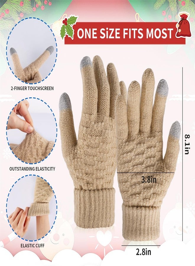 Yafeite Winter Gloves for Women - 4 Pairs Touchscreen Gloves for Women Cold Weather, Fashion Knit Mittens Warm Winter Gloves, Brown, One size - Image 3