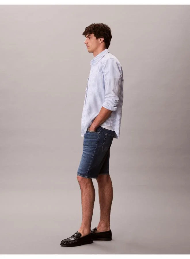 Calvin Klein Jeans  Slim Fit Whiskered Turn-Up Denim Shorts for Men | Best Price UAE