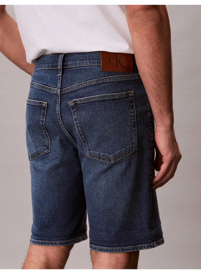 Calvin Klein Jeans Slim Fit Whiskered Turn-Up Denim Shorts