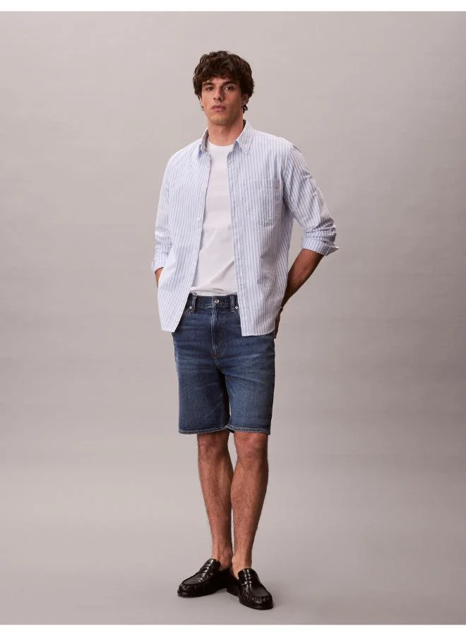 Calvin Klein Jeans  Slim Fit Whiskered Turn-Up Denim Shorts for Men | Best Price UAE