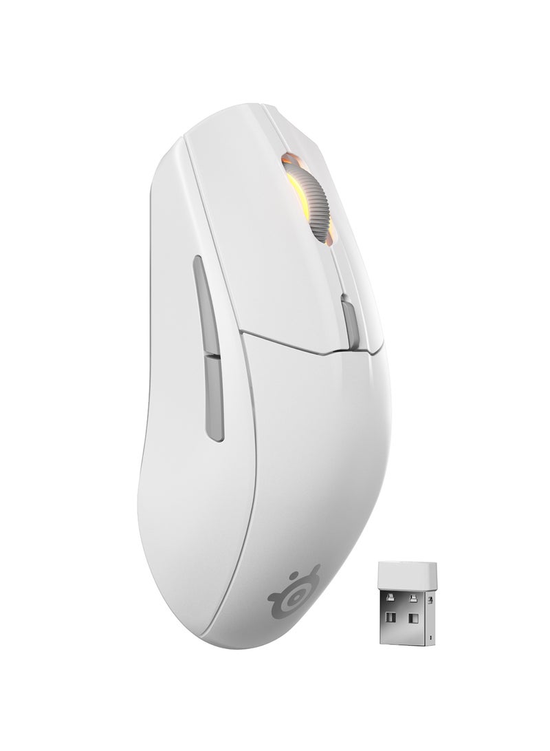 ستيل سيريز ماوس الألعاب اللاسلكي Rival 3 الجيل الثاني - 2.4GHz وبلوتوث - 18,000 DPI مستشعر بصري TrueMove Air - ضمان 60 مليون نقرة - خفيف الوزن - أقدام انزلاقية PTFE - أبيض - Image 1