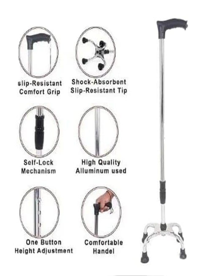 SR BIOTECH SRBIOTECH Height Adjustable Four Leg Walking Stick,Old Age Stick for Men & Women | Walk Stick for Old People | Walking Sticks for Old Age People with Enhanced Stability | Customizable Comfort - Image 4