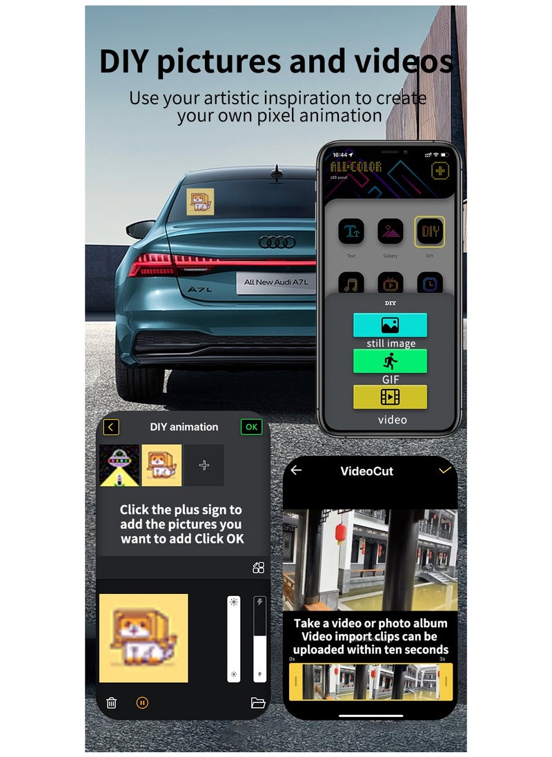 Generic - Car Rear Window LED Emoji Display App for Bluetooth Text Editing, LED Car Display Screen Rear Windshield LED Display Screen - Image 1