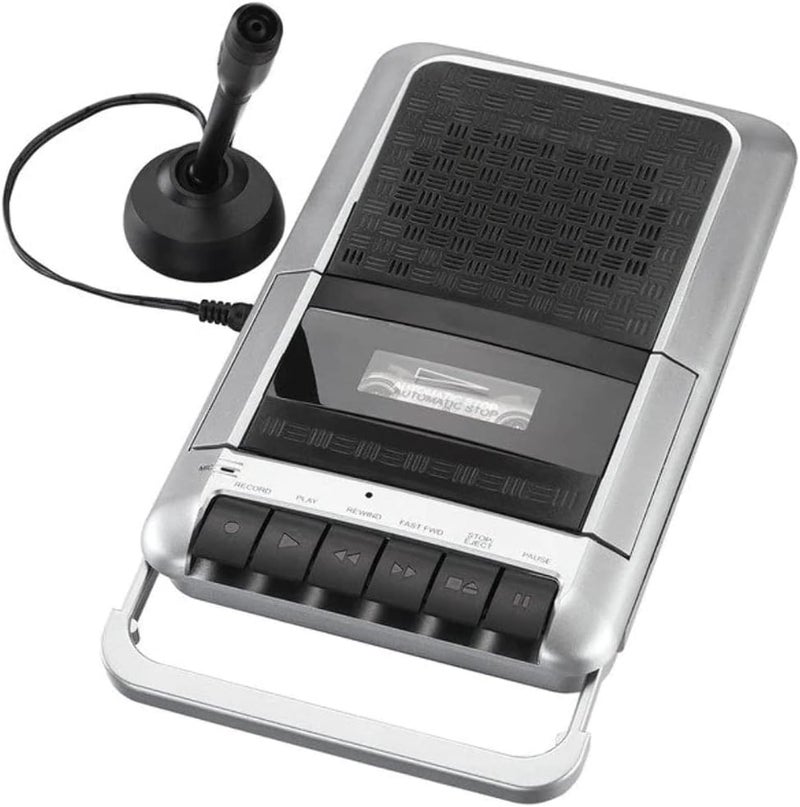 SRC124 Cassette Player/Recorder with Microphone, Headphone Jack, Aux In