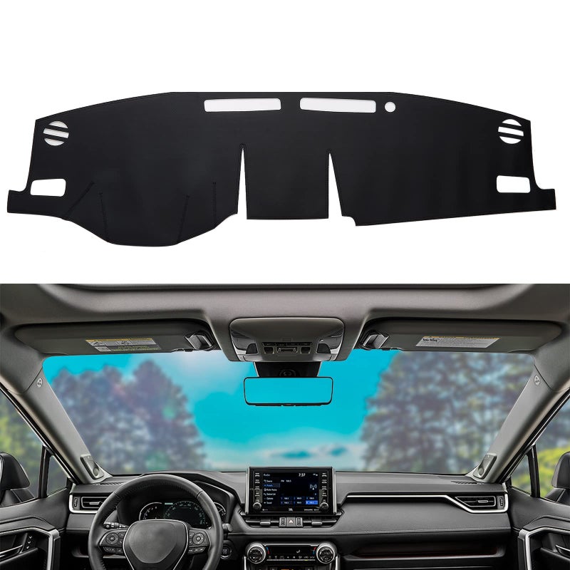 BERKSYDE Dashboard Dash Mat Cover Leather Dashboard Pad Sun Protection AntiVertigo Mat Blanket Compatible for 20192021 Toyota RAV4