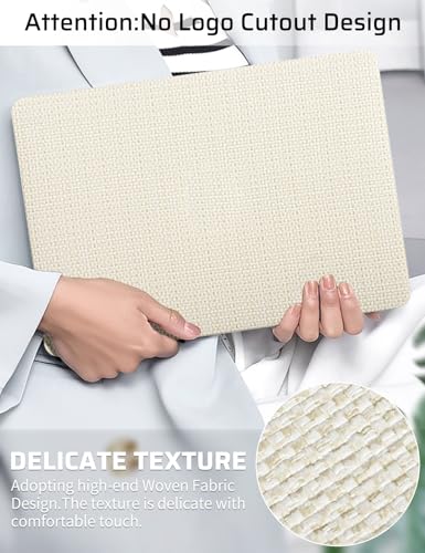 Seorsok Compatible with MacBook Air 13 Inch Case2022 2021 2020 2019 2018 Release A1932 A2179 M1 A2337 Touch IDElegant Woven Fabric Textured Leather Plastic Hard Shell Case with Keyboard CoverBeige - Image 3