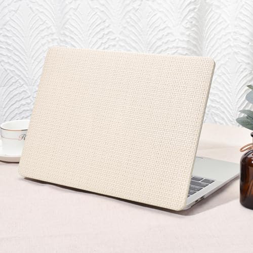 Seorsok Compatible with MacBook Air 13 Inch Case2022 2021 2020 2019 2018 Release A1932 A2179 M1 A2337 Touch IDElegant Woven Fabric Textured Leather Plastic Hard Shell Case with Keyboard CoverBeige - Image 1