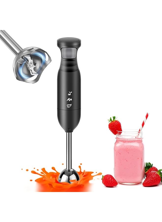 erorex Hand Immersion Blender Stick Blender Electric Hand Blenders For Kitchen With Stainless Steel Blade Hand Mixer And Chopper For Making Baby Food Soups Sauce Black  - Image 1