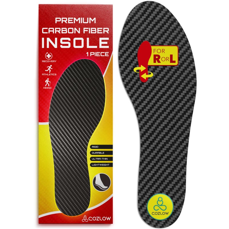 COZLOW Premium Carbon Fiber Insole 1 Pc Men 12125 Women 13 Unisex Shoe Insert Orthotic Support Stiff Foot Plate for Turf Toe Hallux Rigidus Plantar Fasciitis Flat Feet Mortons Extension - Image 3