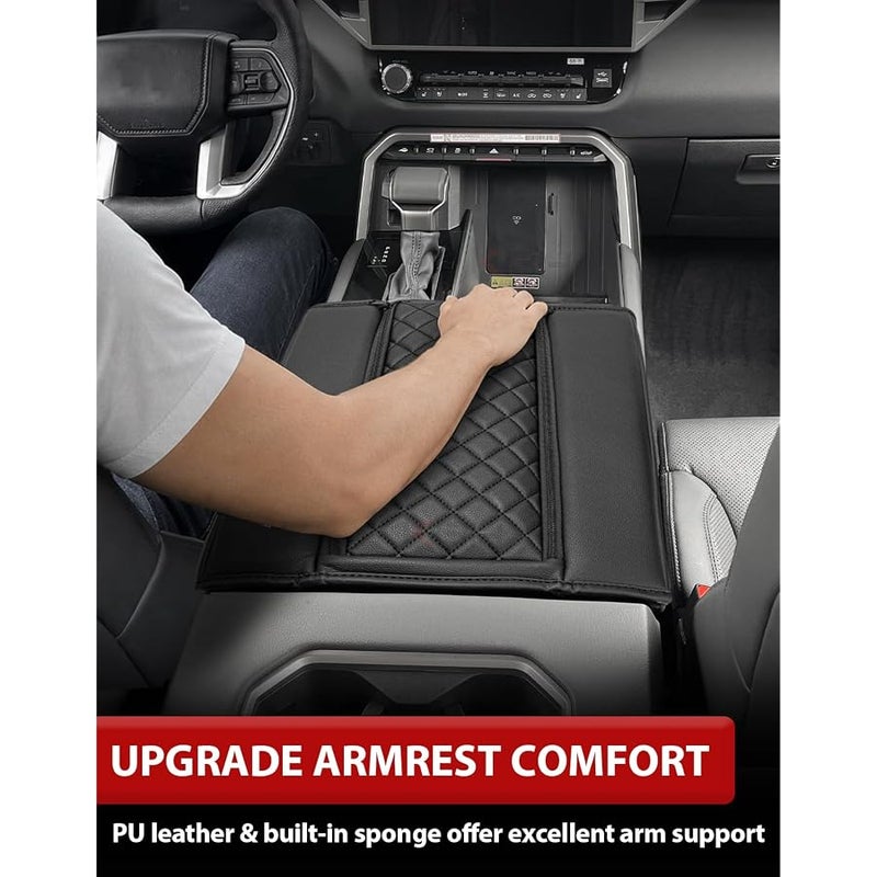 KBH Center Console Armrest Cover for Toyota Tundra 2022 2023 2024 2025 2026 & Sequoia 2023-2026, Vinyl Leather Trim, Durable Middle Console Protector, Zipper Closure, Anti-Scratch - Image 2