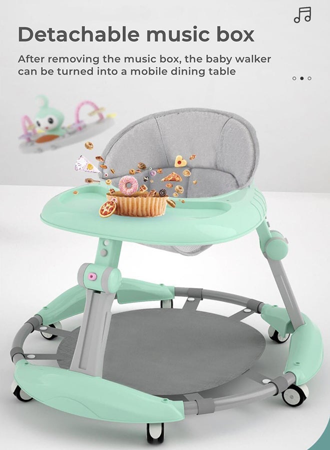 TDOO 3 In 1 Foldable Baby Walkers With Adjustable Height, Activity Center Toys Tray With Music - Image 4