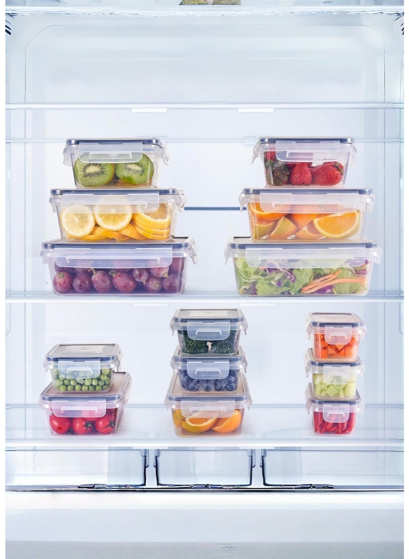 متجر الفرح مجموعة من 12 حاوية تخزين طعام ومنظمات مطبخ وحاويات تحضير الوجبات وأغطية قابلة للقفل وعلبة غداء بلاستيكية قابلة لإعادة الاستخدام وحاويات سلطة ووجبات خفيفة و12 صندوقًا و12 غطاءً لتنظيم المخزن والمطبخ - Image 3
