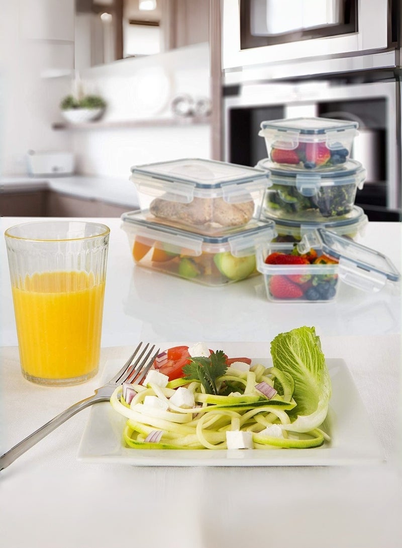 متجر الفرح مجموعة من 12 حاوية تخزين طعام ومنظمات مطبخ وحاويات تحضير الوجبات وأغطية قابلة للقفل وعلبة غداء بلاستيكية قابلة لإعادة الاستخدام وحاويات سلطة ووجبات خفيفة و12 صندوقًا و12 غطاءً لتنظيم المخزن والمطبخ - Image 4