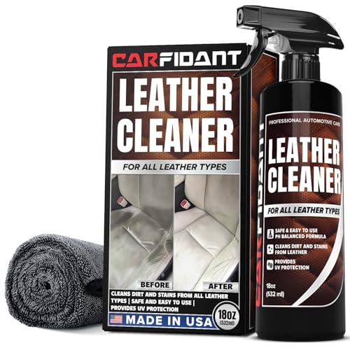 CARFIDANT Leather Couch Cleaner  pH Neutral NonToxic  NonGreasy  Gently Removes Stains  Restores Natural Look  Safe for Car Leather Seats Interior  Upholstery Furniture  Sofa  18 fl Oz with towel - Image 1