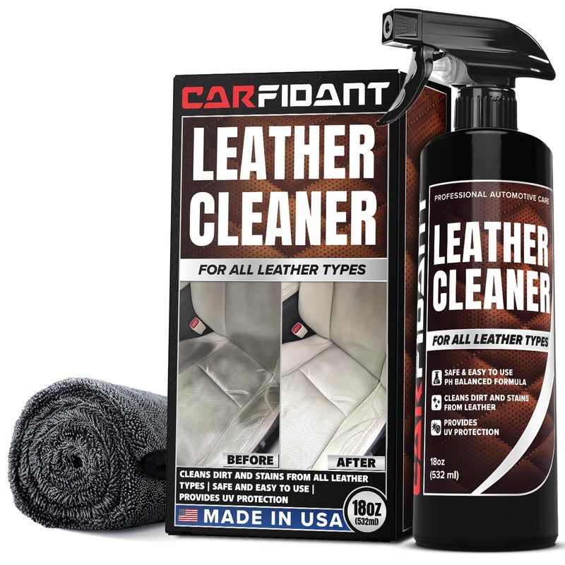 CARFIDANT Leather Couch Cleaner  pH Neutral NonToxic  NonGreasy  Gently Removes Stains  Restores Natural Look  Safe for Car Leather Seats Interior  Upholstery Furniture  Sofa  18 fl Oz with towel - Image 3