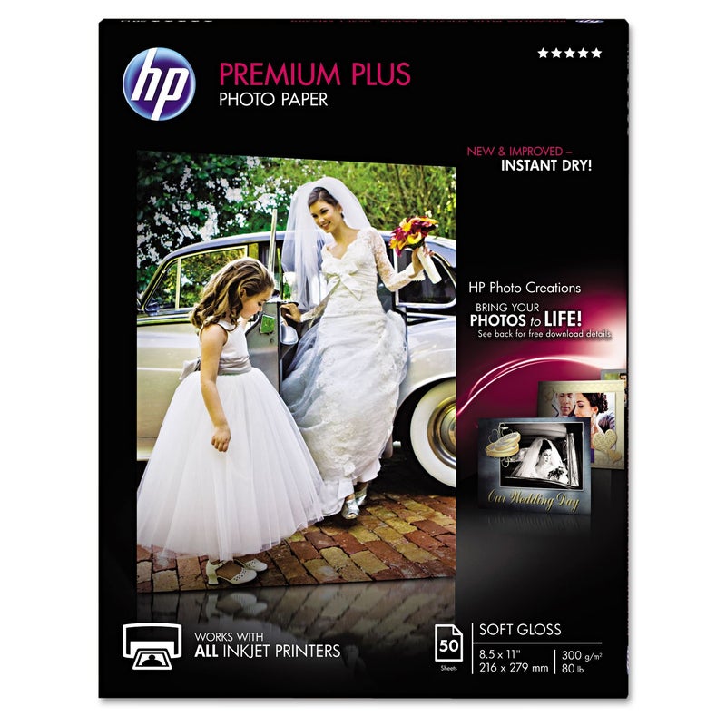 ورق صور HP Premium Plus ساتان مقاس 8.5x11 بوصة 50 ورقة (CR667A)