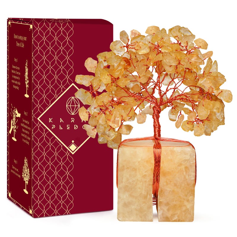KARMAPLEDGE Crystal Tree for Birthday Gifts for Women, Handmade Raw Crystal Base Citrine Chakra Healing Crystal Tree of Life for Positive Energy, Money, Good Luck, Christmas DÃ©cor, Home and Office Decor - Image 1