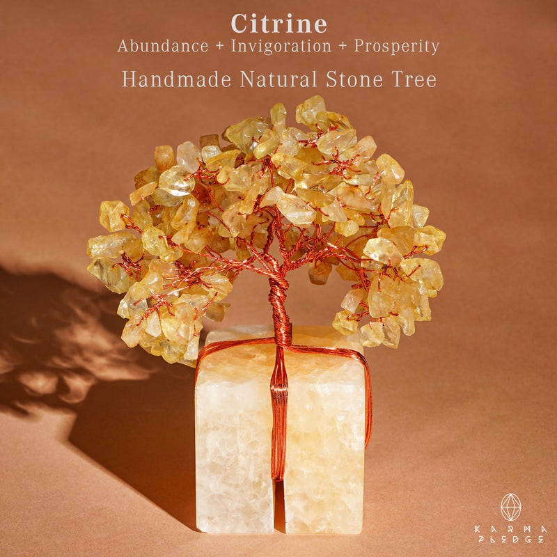 KARMAPLEDGE Crystal Tree for Birthday Gifts for Women, Handmade Raw Crystal Base Citrine Chakra Healing Crystal Tree of Life for Positive Energy, Money, Good Luck, Christmas DÃ©cor, Home and Office Decor - Image 2