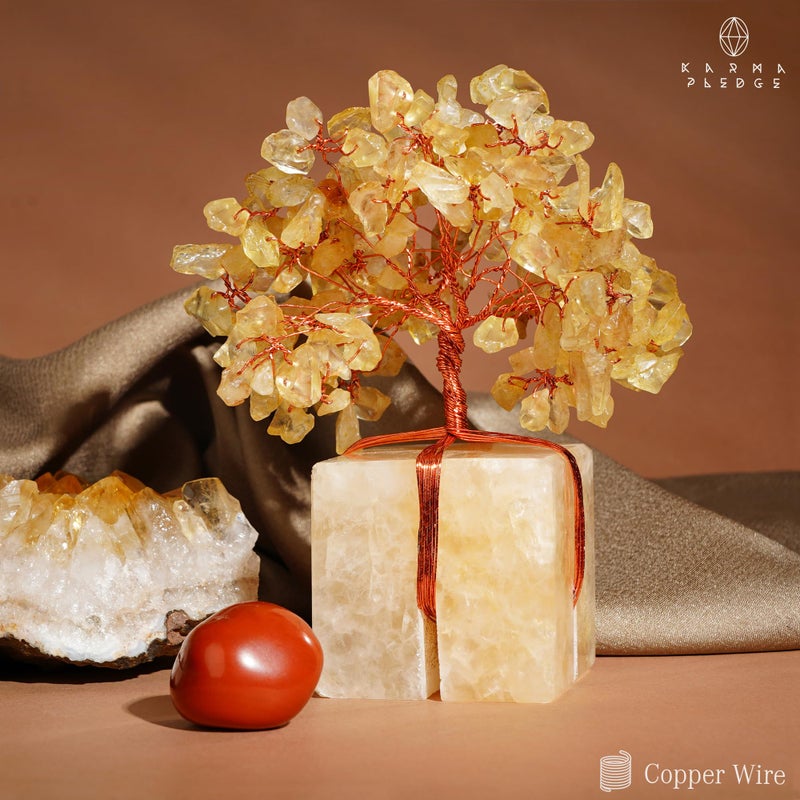 KARMAPLEDGE Crystal Tree for Birthday Gifts for Women, Handmade Raw Crystal Base Citrine Chakra Healing Crystal Tree of Life for Positive Energy, Money, Good Luck, Christmas DÃ©cor, Home and Office Decor - Image 5