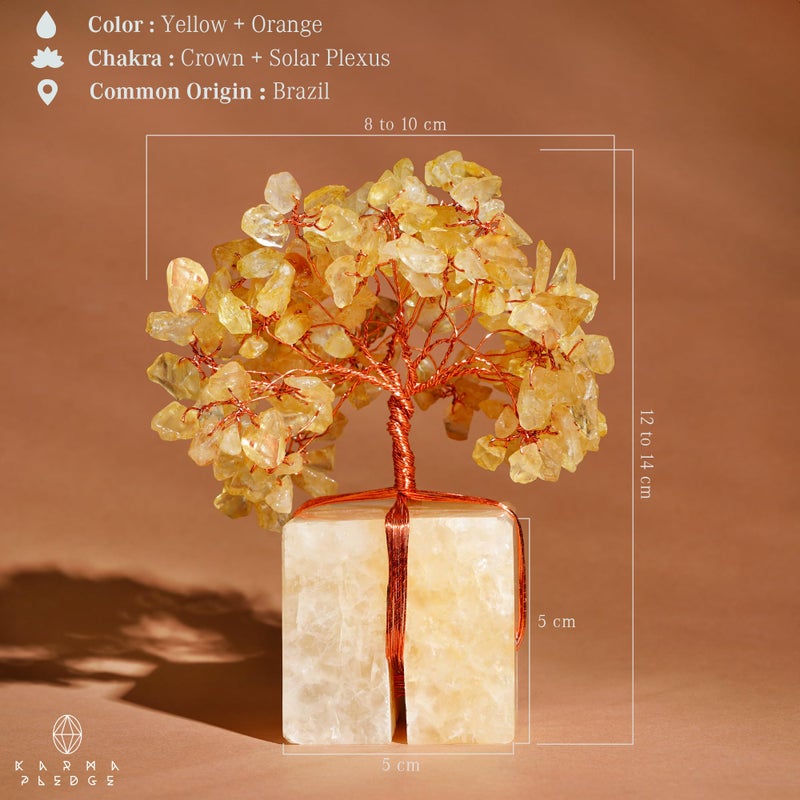 KARMAPLEDGE Crystal Tree for Birthday Gifts for Women, Handmade Raw Crystal Base Citrine Chakra Healing Crystal Tree of Life for Positive Energy, Money, Good Luck, Christmas DÃ©cor, Home and Office Decor - Image 3