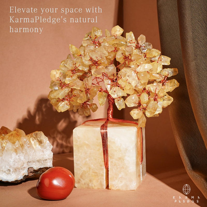 KARMAPLEDGE Crystal Tree for Birthday Gifts for Women, Handmade Raw Crystal Base Citrine Chakra Healing Crystal Tree of Life for Positive Energy, Money, Good Luck, Christmas DÃ©cor, Home and Office Decor - Image 4