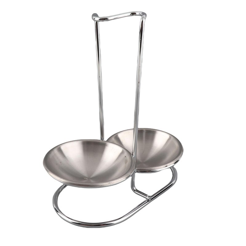 Stainless Steel Vertical Soup Ladle Holder With 2 Plates Silver Space Saving Utensil Organizer - Image 4