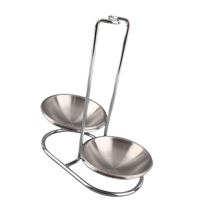 Stainless Steel Vertical Soup Ladle Holder With 2 Plates Silver Space Saving Utensil Organizer - Image 2