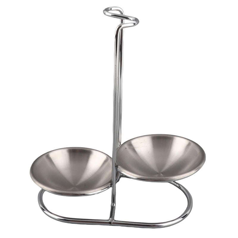 Stainless Steel Vertical Soup Ladle Holder With 2 Plates Silver Space Saving Utensil Organizer - Image 5