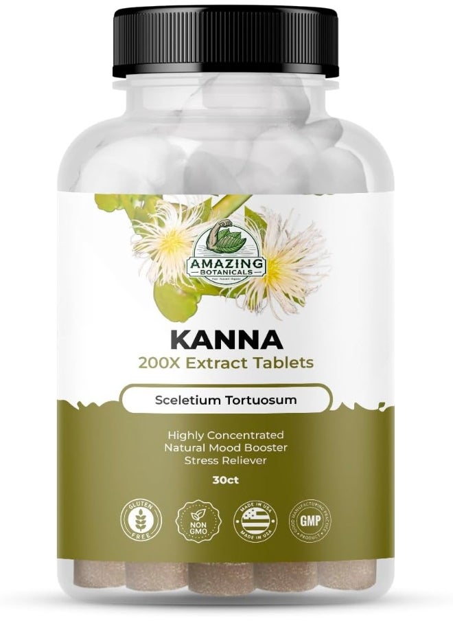 Amazing Botanicals Kanna Extract Tablets - Sceletium Tortuosum, 10,000 Mg Each - Enhances Energy, Boosts Mood, Immune System Booster, 30 Tablets  - Image 1