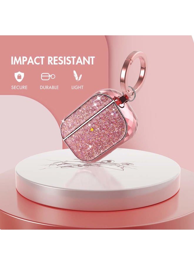 AhaStyle Luxury Glittery AirPods Pro Case Glossy Hard Plastic Protective Case Cover Compatible with AirPods Pro for Girls Women Lady (Pink) - Image 4